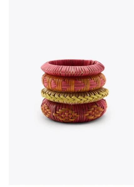 PACK OF 4 WOODEN RAFFIA BRACELETS