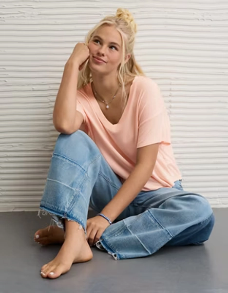 AE Soft & Sexy Ribbed V-Neck T-Shirt