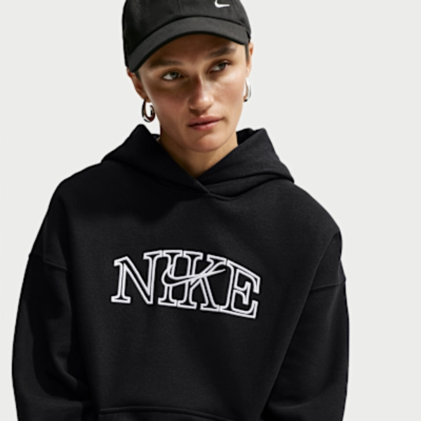 Nike Studio Fleece Medium Weight "Graphic Pack" Women's Oversized Pullover Logo Hoodie