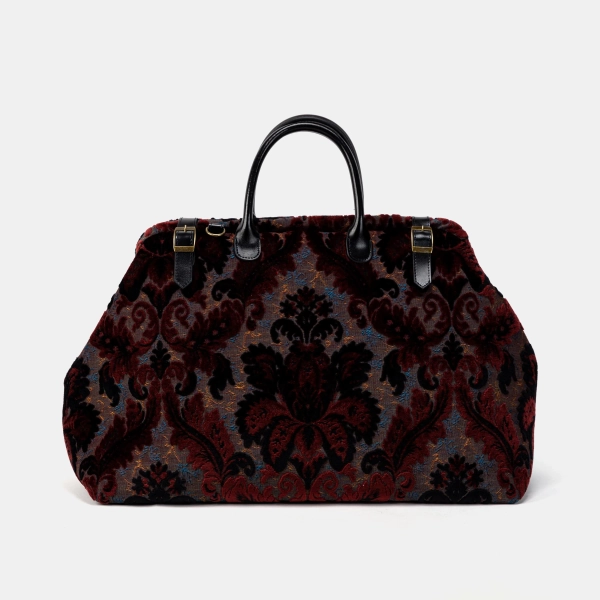 Large Carpet Travel Bag-Mary Poppins Travel Bag-Carpet Luggage-Carpet Bag Luggage-Burnout Velvet Revival Sephia