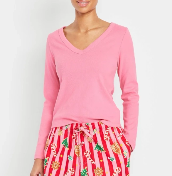 Old Navy Women's Cozy Snug Long-Sleeve V-Neck T-Shirt
