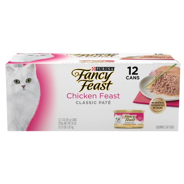 Fancy Feast Wet Cat Food - Chicken Feast, Classic Pate, 12 CT, 36 OZ