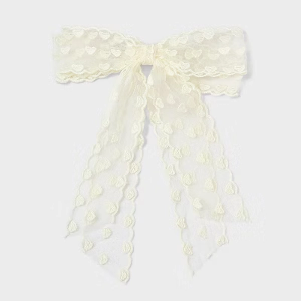 Girls' Heart Lace Bow Barrette - Cat & Jack™ Cream