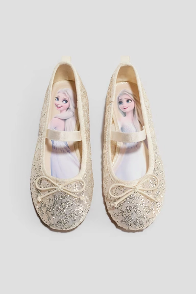 Glittery Ballet Flats - Light beige/Frozen