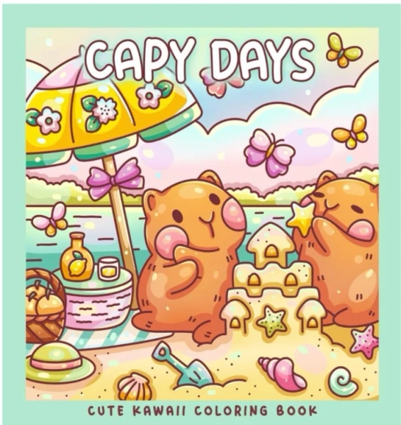Capy Days: Kawaii Capybara Coloring Book For Kids and Adults: Adorable Capybaras Adventures in 30 Cute, Cozy and Whimsical Coloring Pages : Kitsch, Miss: Amazon.com.au: Books