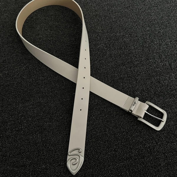 Stu Style Black Belt with Swirl Buckle - Premium Casual Unisex Waist Belt, Square Buckle & Minimalist Design for Casual Attire, Thanksgiving, Teacher's Day, Graduation Gifts