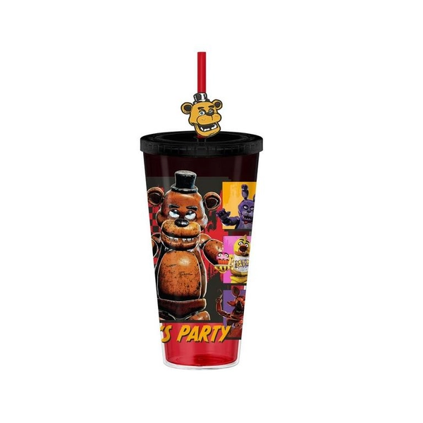 Five Nights At Freddy's Special Delivery Let's Party Grid 24oz Plastic Cold Cup with Lid and Topper Straw