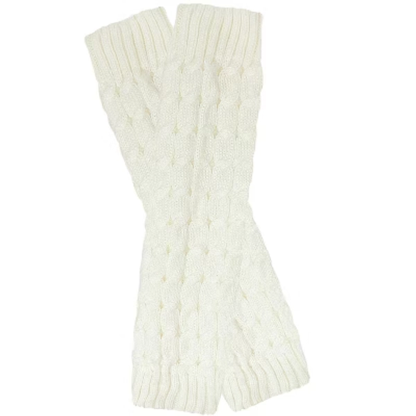 Wrapables Women's Cable Knit Leg Warmers, Cream