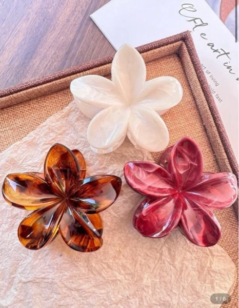 3pcs/Set 8cm/3.15in Wine Red, White, Leopard Print Large Wavy Flower Hair Clips, High Quality Elegant, Minimalist, Versatile Ombre Hair Accessories Suitable For Daily, Casual, Party, Work, Vacation, Face Washing, Makeup, Outfit Matching Fall Winter Claw Clip