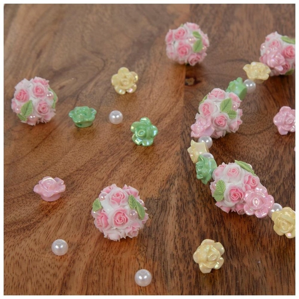 Pastel Pink Flower Cluster Bead Strand