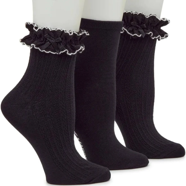 Steve Madden Women's Lace Trim Ankle Socks (3 Pack)