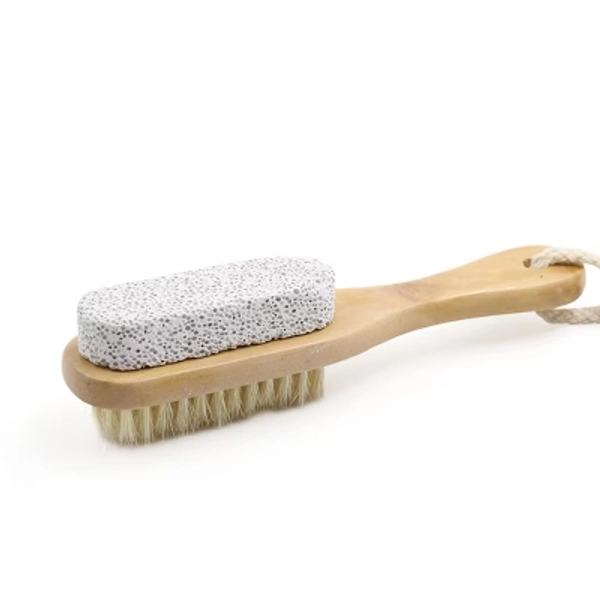 Unique Bargains Pumice Bristle Wood Handle Foot Care Pedicure Dry Hard Dead Skin Exfoliates Brush Remover Scrubber Light Beige 6.7 x 1.4 x 1.6" 1Pc