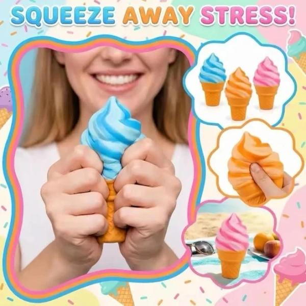 【Spot】Schylling Nee Doh Sensory Squeeze Toy Blind Box Soft Squishy Ice Cream And Cone Slow Rebound