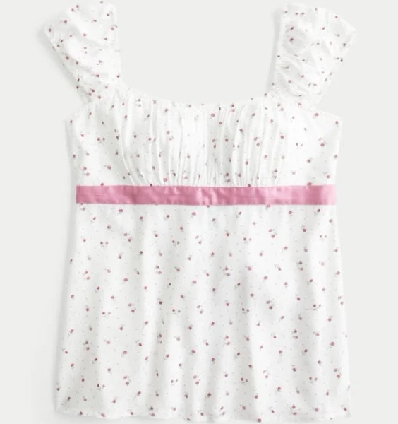 Hollister Women's Easy Satin Tie Babydoll Top