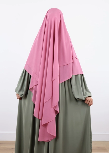 Khimar 2 Layer Chiffon Rounded Light Mauve - Ina Collection