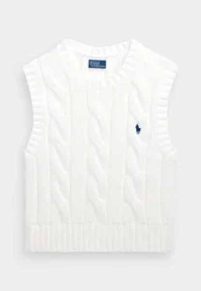 CABLE KNIT COTTON CROPPED VEST - Maglione - white