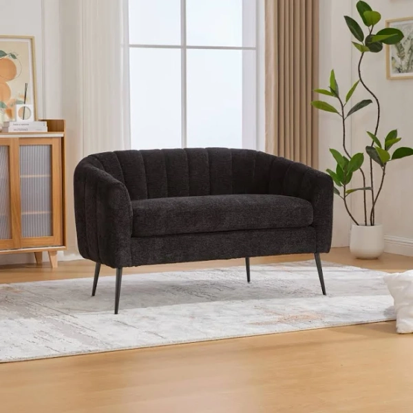 50.2"W Upholstered Mini Loveseat Accent Couch Small Settee with Metal Legs