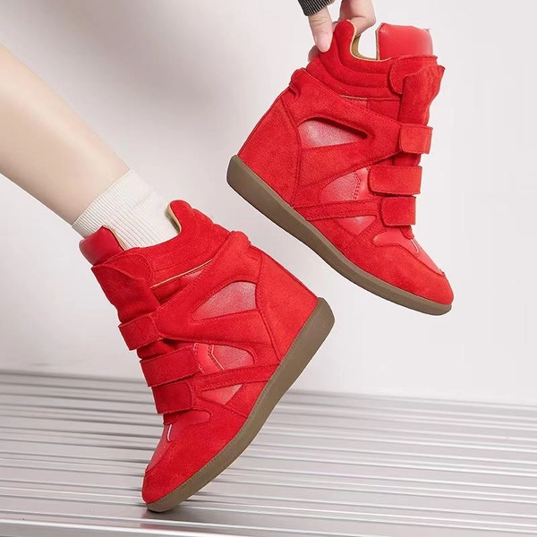 Leather Invisible Insole Height-increasing High-top Shoes for Women, Versatile Casual Shoes for Sportswear