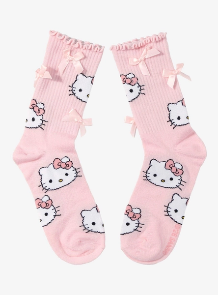 Hello Kitty Face Bow Crew Socks