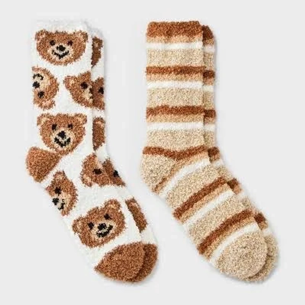 Teddy Bear Women's Cozy Crew Socks (2 Pack)