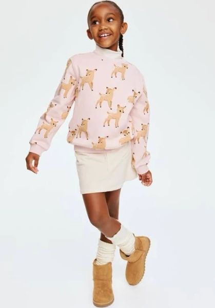 Girls h&m Light pink Printed Brushed-Inside Sweatshirt