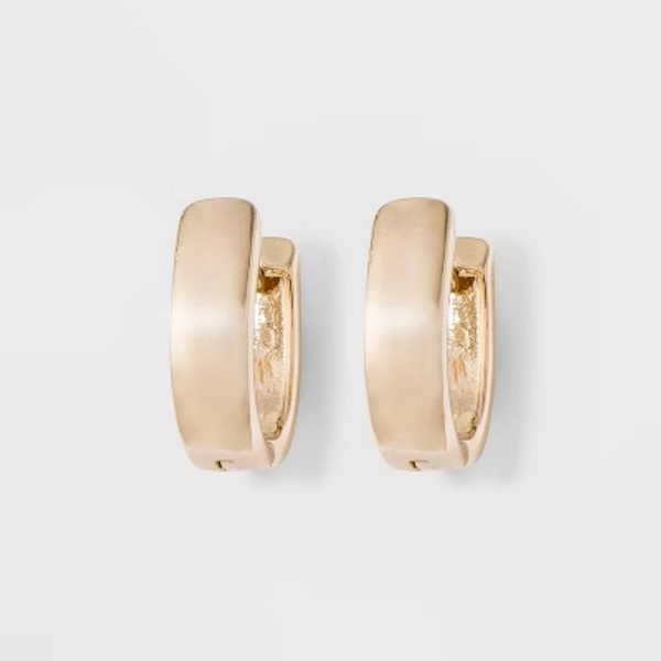 Huggie Hoop Earrings - A New Day™ Gold: Snap Closure, Nickel-Free Metal, Zinc Alloy