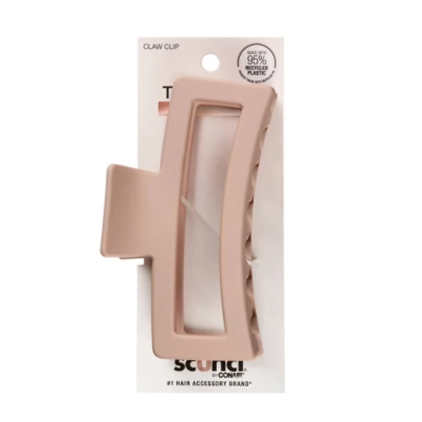 scünci Large Open Rectangle Claw Clip - Matte Blush - Thick Hair: Hair Styling, Includes 1 Piece