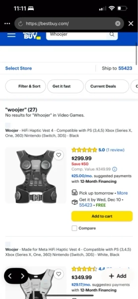 Woojer - HiFi Haptic Vest 4 - Compatible with PS (3,4,5) Xbox (Series X, One, 360) Nintendo (Switch, 3DS) - Black