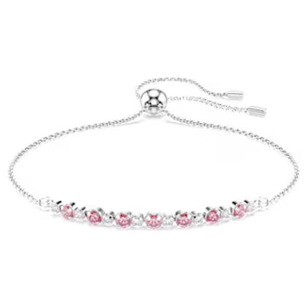 Matrix bracelet, Round cut, Pink, Rhodium plated