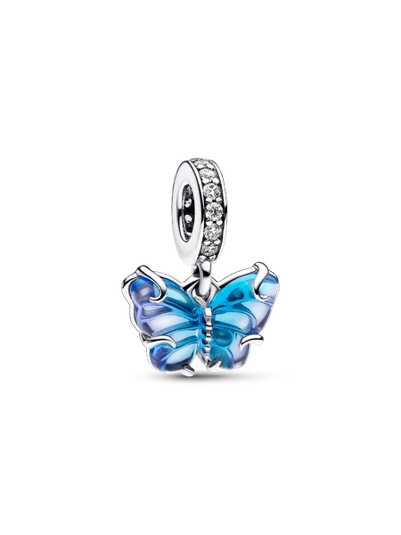 Blue Murano Glass Butterfly Dangle Charm