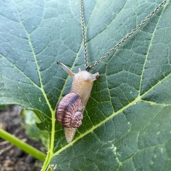 Snecklace | Realistic snail necklace | polymer clay | necklace | the tansy patch studio