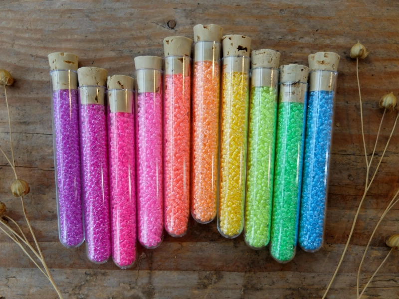 Miyuki Luminous Rocailles Seed Bead Set 11/0, Neon Vibrant Colors