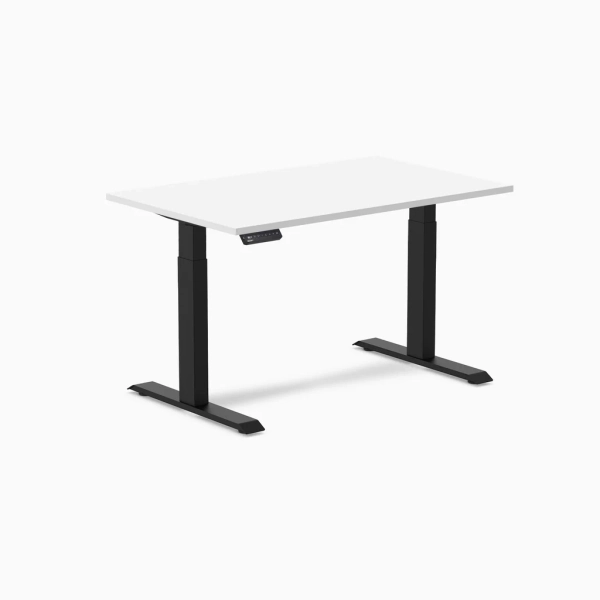 Desky Single Sit Stand Desk - White / 1200x750mm / Black