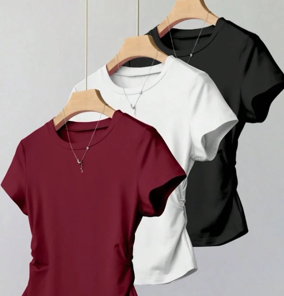 Teen Girls' Casual 3pcs Set Waist T-Shirt
