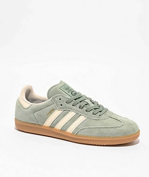 adidas Samba ADV Silver Green, Wonder White & Gum Skate Shoes