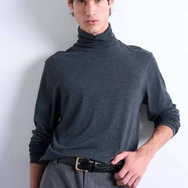 Topman Relaxed Fit Long Sleeve Turtle Neck T-Shirt