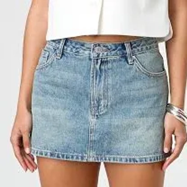 Low Rise Denim Mini Skirt