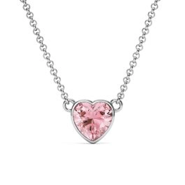 Heart Necklace Light Rose Crystals Rhodium Plated