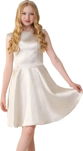 Cap Sleeve Boat Neck Dress In Longer Length