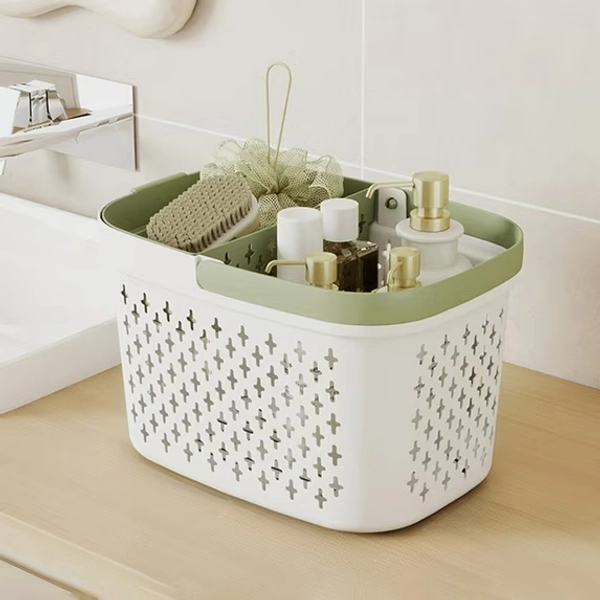 Portable Shower Caddy Basket, Plastic Organizer Storage Tote with Handles Toiletry Bag Bin Box for Bathroom, College Dorm Room Essentials, Kitchen, Camp, Gym