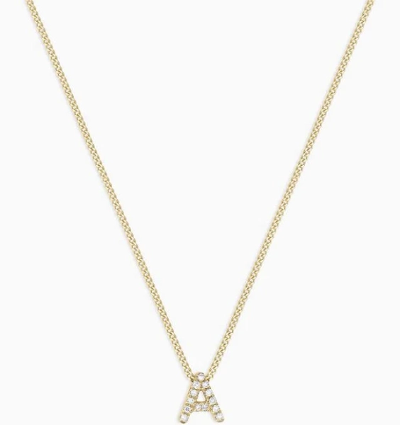 Gorjana 14K Solid Gold Diamond Alphabet Necklace