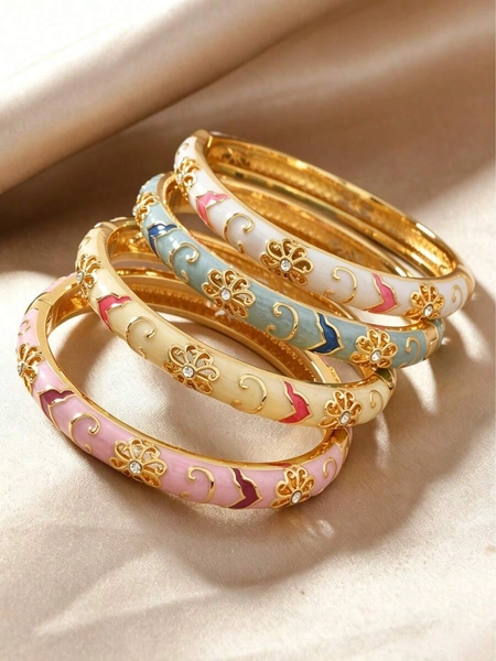 Enamel Craft Colorful Cloud Bracelet, Vintage Asymmetric Dyed Twisted Bangle, Fashionable Versatile Suitable For Couples, Friends Gathering And Daily Wear, Best Gift For Best Friends And Family, Filigree Enamel, Auspicious Cloud Pattern, Palace Style, Old Beijing Cloisonné, Colorful Glazed Floral, Rhinestone Inlaid, Spring Opening, Gold Plated Hollow Inside, Macaron Multicolor, National Style Palace, New Chinese Style Bracelet, Cloud Brocade Pattern
