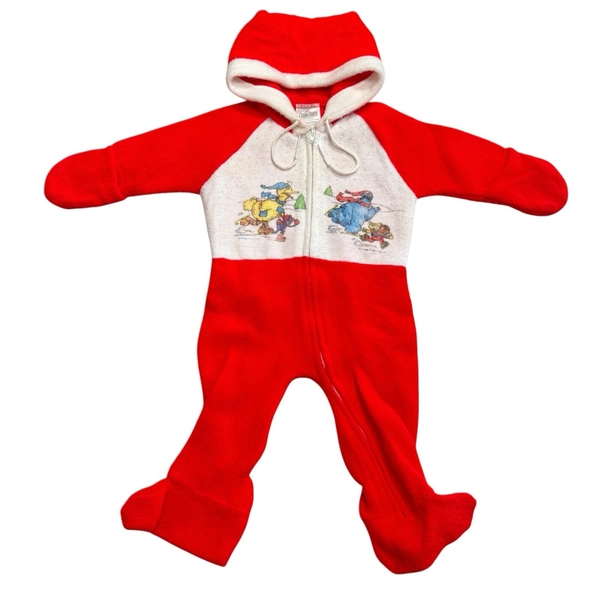 Vtg 80s Baby Bodysuit JCPenny Sesame Street Fleece One Piece 18.5-23 Lbs Med