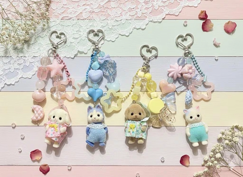 Handmade Sylvanian Families Keychain – Miniature Animal Charm, Kawaii Bag Accessory