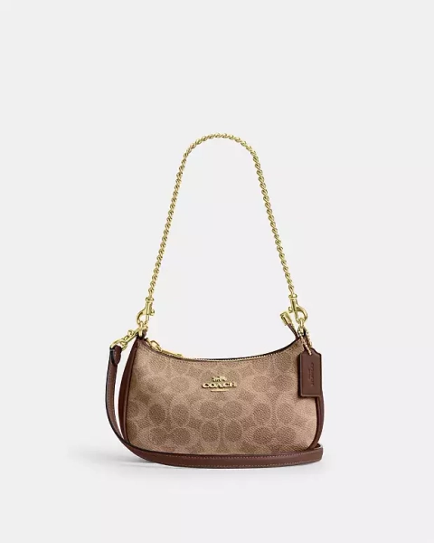 Gold/Tan/Brown Teri Mini Crossbody Bag In Signature Canvas