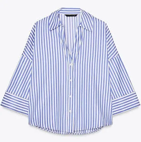 Femme Zara Chemise En Popeline À Manches Larges