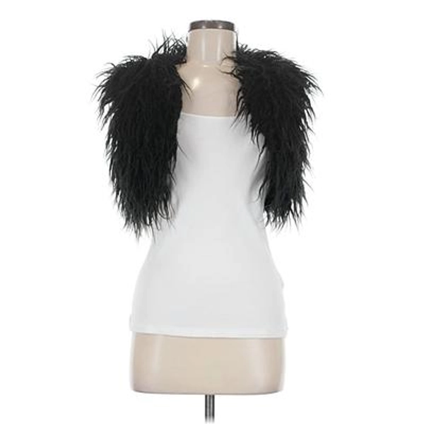 Faux Fur Vest: Black Jackets & Outerwear - Size Medium