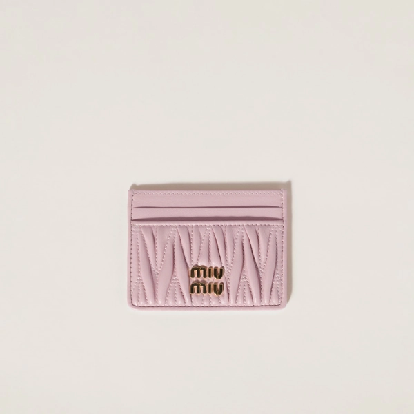 Matelassé nappa leather card holder