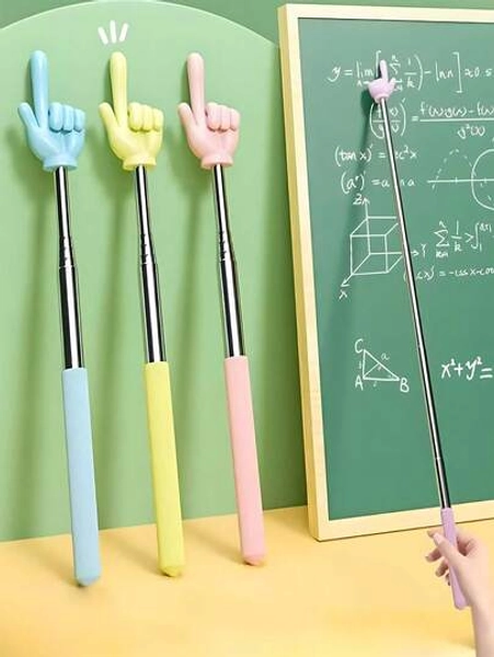 5pcs/Set Retractable Finger Reading Pointer, Teacher Reading Pen, Stainless Steel Rod, Mini Extendable Classroom Finger Reading Pointer, Retractable Reading Tools, Office Drawing Pen, Suitable For Learning, Office, Home Or Classroom, Christmas Gift, Teacher Supplies (Assorted Colors)