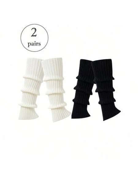 2Pairs Leg Warmers For Women, Cute Knit Leg Warmer Socks For Dance, Fall / Winter